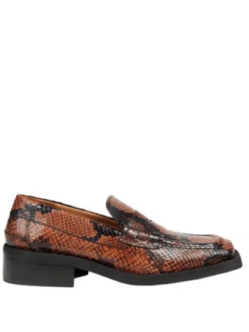 NEW Ganni reptile embossed leather loafers